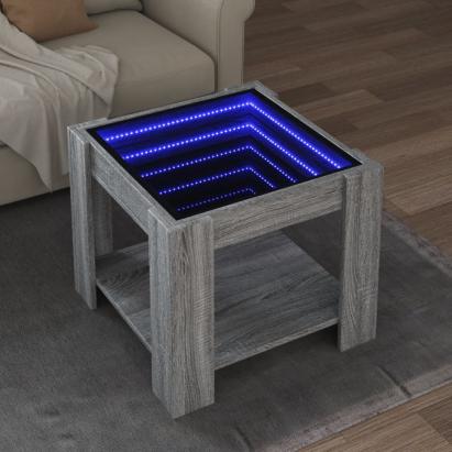 Măsuță de cafea cu LED gri sonoma 53x53x45 cm lemn prelucrat GartenMobel Dekor