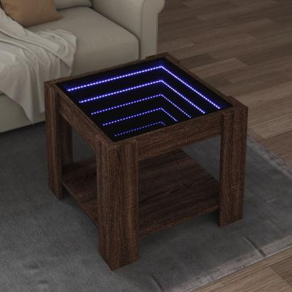 Măsuță de cafea cu LED stejar maro 53x53x45 cm lemn prelucrat GartenMobel Dekor