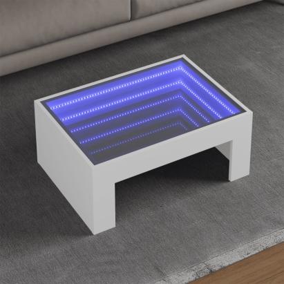 Măsuță de cafea cu LED infinity, alb, 70x50x30 cm GartenMobel Dekor