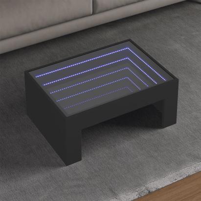 Măsuță de cafea cu LED infinity, negru, 70x50x30 cm GartenMobel Dekor