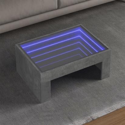 Măsuță de cafea cu LED infinity, gri beton, 70x50x30 cm GartenMobel Dekor