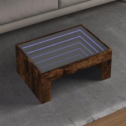 Măsuță de cafea cu LED infinity, stejar fumuriu, 70x50x30 cm GartenMobel Dekor