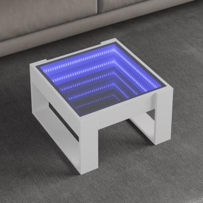 Măsuță de cafea cu LED infinity, alb, 50x53x30 cm GartenMobel Dekor