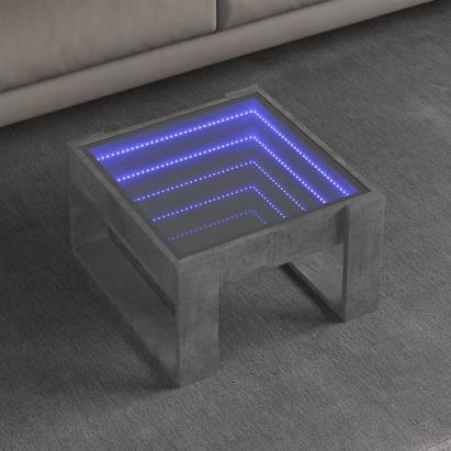 Măsuță de cafea cu LED infinity, gri beton, 50x53x30 cm GartenMobel Dekor