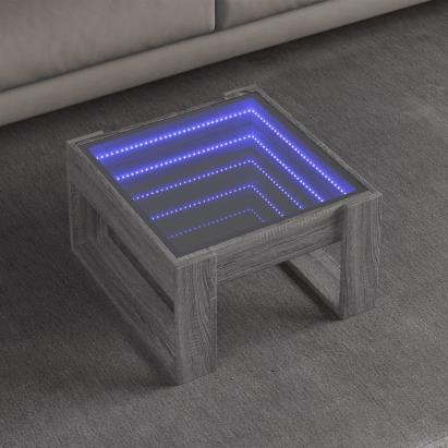 Măsuță de cafea cu LED infinity, gri sonoma, 50x53x30 cm GartenMobel Dekor