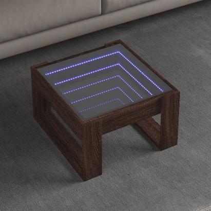 Măsuță de cafea cu LED infinity, stejar maro, 50x53x30 cm GartenMobel Dekor