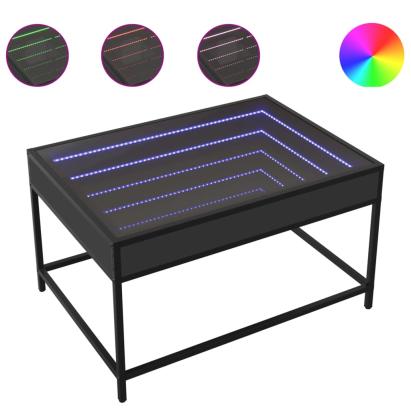 Măsuță de cafea cu LED infinity, negru, 70x50x41 cm GartenMobel Dekor