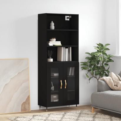 Dulap înalt, negru, 69,5x34x180 cm, lemn compozit GartenMobel Dekor