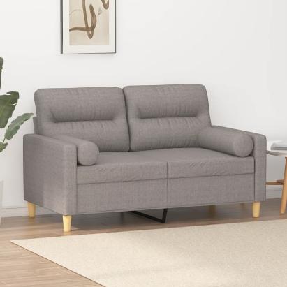 Canapea cu 2 locuri cu pernuțe, gri taupe, 120 cm, textil GartenMobel Dekor