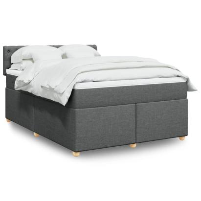Pat box spring cu saltea, gri închis, 140x200 cm, textil GartenMobel Dekor