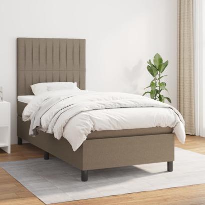 Pat box spring cu saltea, gri taupe, 80x200 cm, textil GartenMobel Dekor