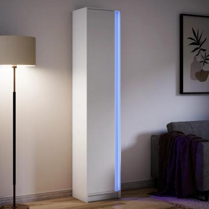 Dulap înalt cu LED alb 41,5x32,5x200 cm lemn prelucrat GartenMobel Dekor