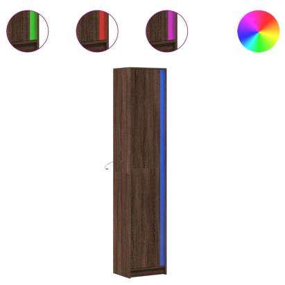 Dulap înalt cu LED stejar maro 41,5x32,5x200 cm lemn prelucrat GartenMobel Dekor