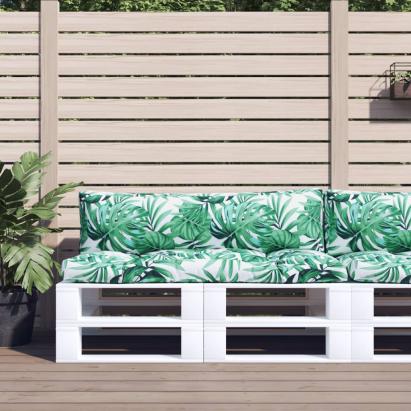 Perne de paleți, 2 buc., model cu frunze, textil GartenMobel Dekor