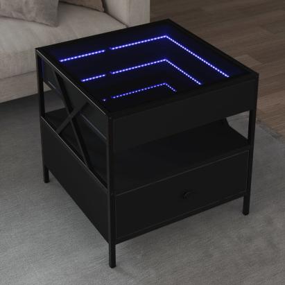 Măsuță de cafea cu LED infinity, negru, 50x50x51 cm GartenMobel Dekor