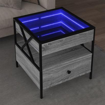 Măsuță de cafea cu LED infinity, gri sonoma, 50x50x51 cm GartenMobel Dekor