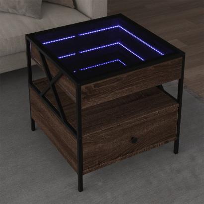 Măsuță de cafea cu LED infinity, stejar maro, 50x50x51 cm GartenMobel Dekor