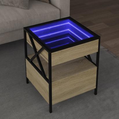 Măsuță de cafea cu LED infinity, stejar sonoma, 40x40x51 cm GartenMobel Dekor