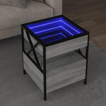 Măsuță de cafea cu LED infinity, gri sonoma, 40x40x51 cm GartenMobel Dekor