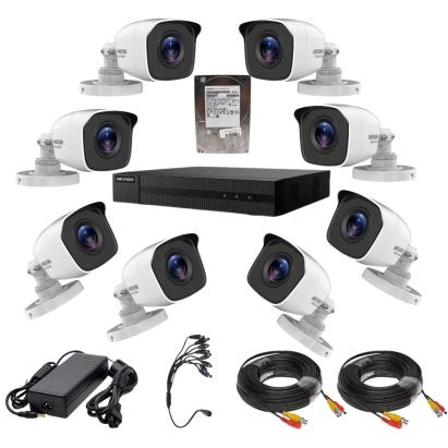 Kit supraveghere Hikvision seria HiWatch 8 camere 5 Megapixeli IR 20M Lentilă 2.8mm DVR TurboHD 8 canale HDD  1TB Accesorii SafetyGuard Surveillance