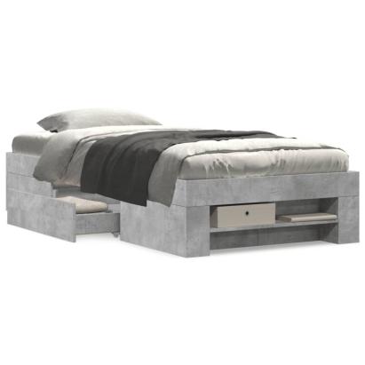 Cadru de pat, gri beton, 100x200 cm, lemn prelucrat GartenMobel Dekor