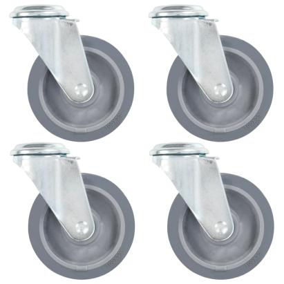 Roți pivotante cu gaură pentru șurub, 4 buc., 100 mm GartenMobel Dekor