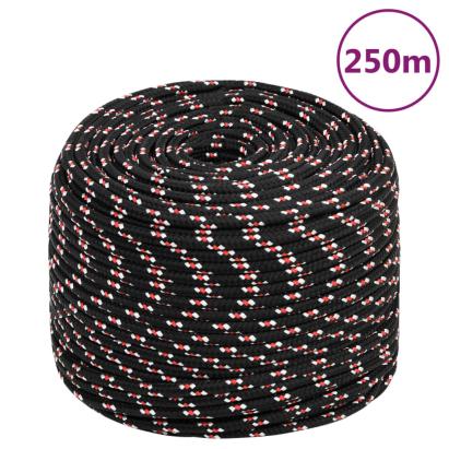 Frânghie de barcă, negru, 8 mm, 250 m, polipropilenă GartenMobel Dekor
