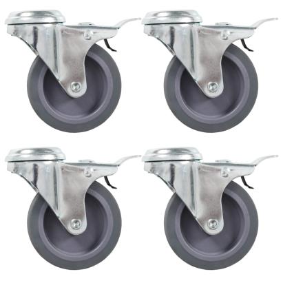 Roți pivotante cu gaură pentru șurub, 8 buc., 75 mm GartenMobel Dekor