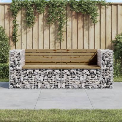 Bancă de grădină cu gabion, 184x71x65,5 cm, lemn pin impregnat GartenMobel Dekor