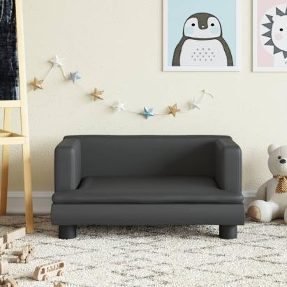 Canapea pentru copii, negru, 60x40x30 cm, piele ecologică GartenMobel Dekor