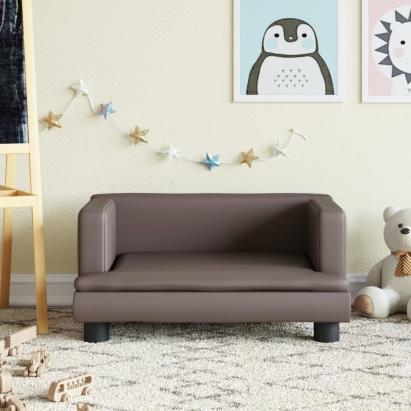 Canapea pentru copii, maro, 60x40x30 cm, piele ecologică GartenMobel Dekor