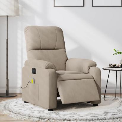 Fotoliu de masaj rabatabil electric, gri taupe, microfibră  GartenMobel Dekor