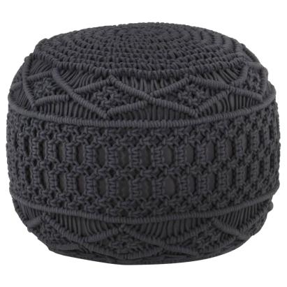 Taburet puf macrame lucrat manual, antracit, 45x30 cm, bumbac GartenMobel Dekor