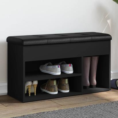 Bancă de pantofi, negru, 82x32x45,5 cm, lemn prelucrat GartenMobel Dekor