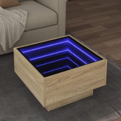 Măsuță de cafea cu LED stejar sonoma 50x50x30 cm lemn prelucrat GartenMobel Dekor