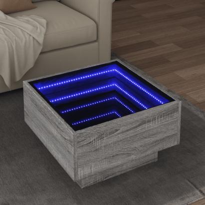 Măsuță de cafea cu LED sonoma gri 50x50x30cm lemn prelucrat GartenMobel Dekor