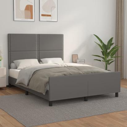 Cadru de pat cu tăblie, gri, 140x200 cm, piele ecologică GartenMobel Dekor