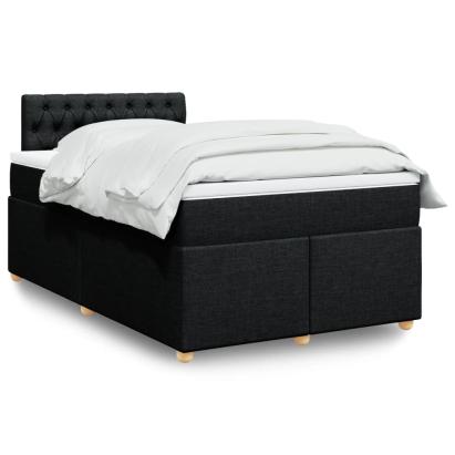 Pat box spring cu saltea, negru, 120x190 cm, catifea GartenMobel Dekor