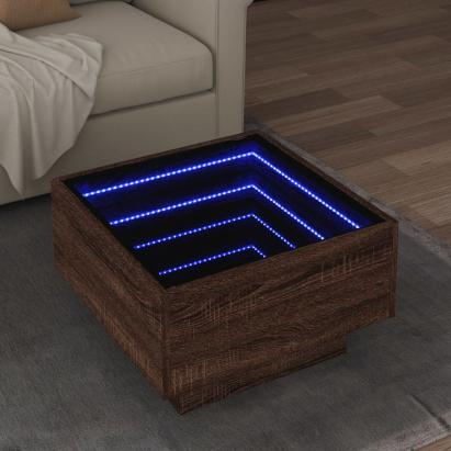 Măsuță de cafea cu LED stejar maro 50x50x30 cm lemn prelucrat GartenMobel Dekor