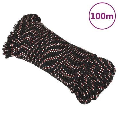 Frânghie de barcă, negru, 4 mm, 100 m, polipropilenă GartenMobel Dekor