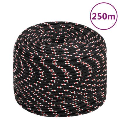 Frânghie de barcă, negru, 6 mm, 250 m, polipropilenă GartenMobel Dekor