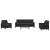 Set de canapele cu perne/rulouri, 3 piese, negru, catifea GartenMobel Dekor