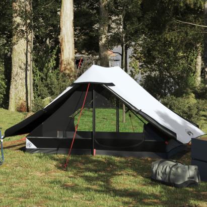 Cort camping, 2 persoane, alb, țesătură opacă, impermeabil GartenMobel Dekor