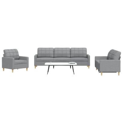 Set de canapele, 3 piese, gri deschis, textil GartenMobel Dekor