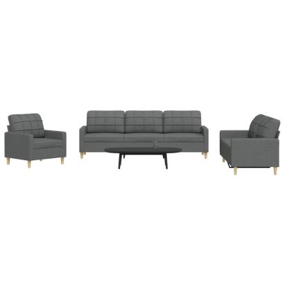 Set de canapele, 3 piese, gri închis, textil GartenMobel Dekor