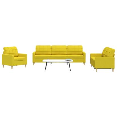 Set de canapele, 3 piese, galben deschis, textil GartenMobel Dekor