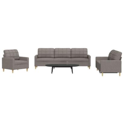 Set de canapele, 3 piese, gri taupe, textil GartenMobel Dekor
