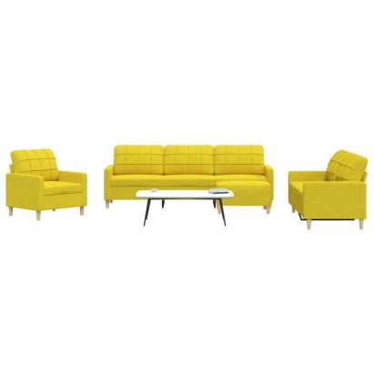 Set canapele cu taburet, 4 piese, galben deschis, textil GartenMobel Dekor