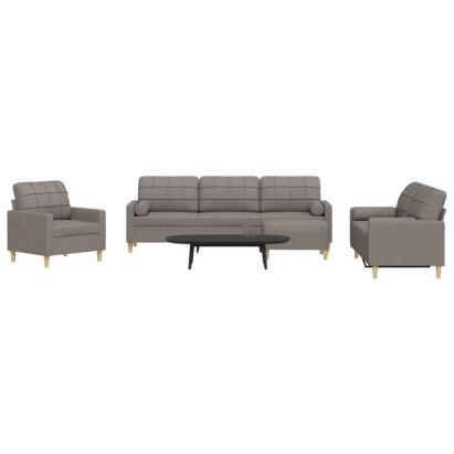 Set canapele cu taburet și perne, 4 piese, taupe, textil GartenMobel Dekor