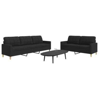 Set de canapele, 2 piese, negru, material textil GartenMobel Dekor